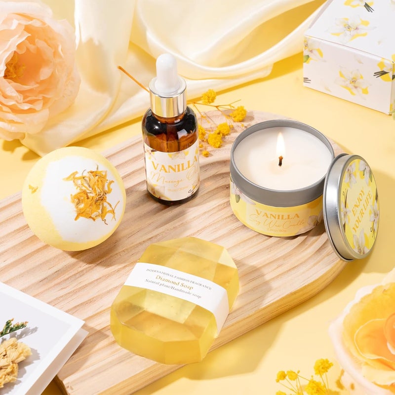 GiftPeak Birthday Gifts for Women, Relaxing Spa Gift Baskets for Women, Warm Vanilla Self Care Package Gifts, Mother's Day Bath and Body Inspirational Gift Set for Mom, Her, Wife, Best Friend, Sister, Coworker - Image 5